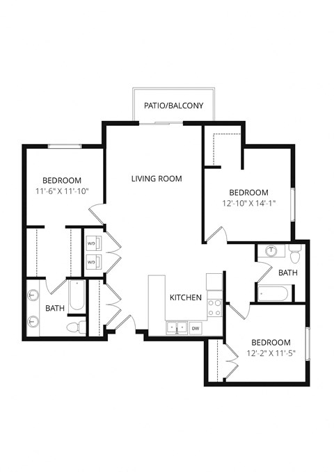 bedroom floor plan | the milano | apartment homes for rent in pittsburgh, pa